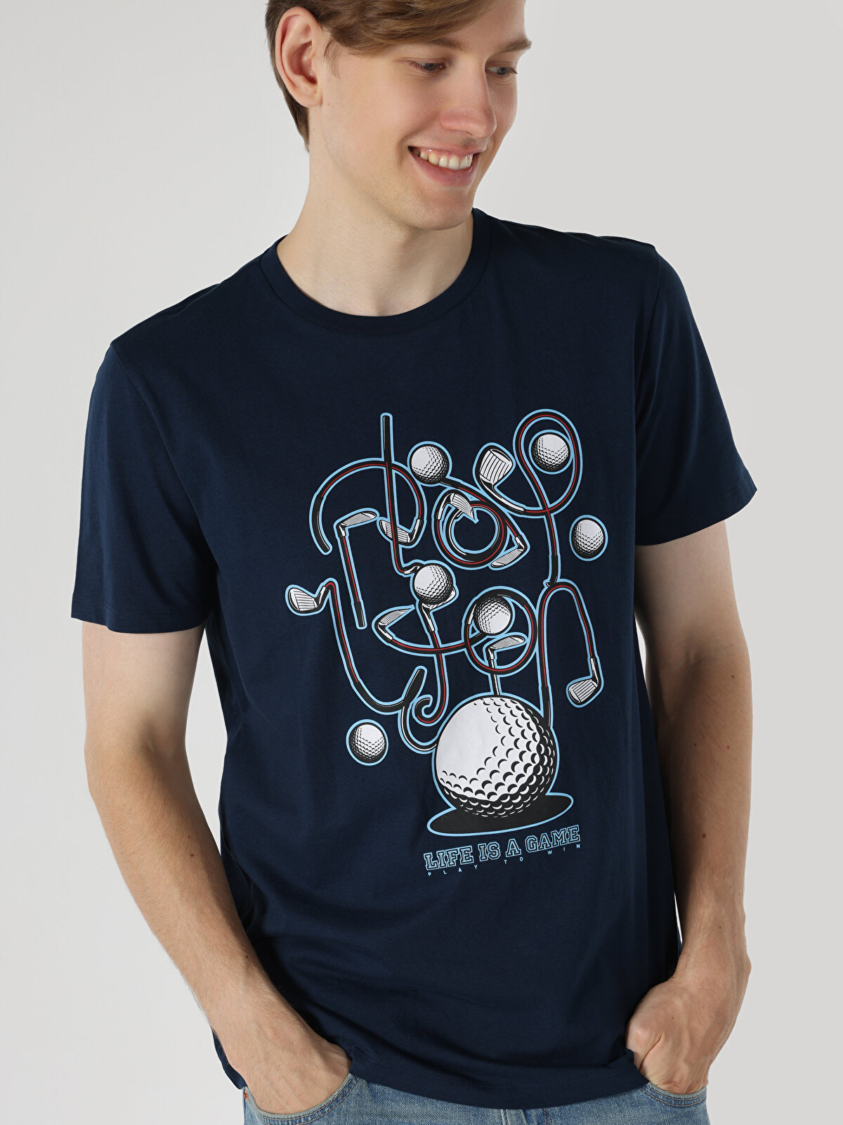 

Футболка мужская Colin's CL1057737_Q1.V1 синяя 2XL, Синий, CL1057737_Q1.V1