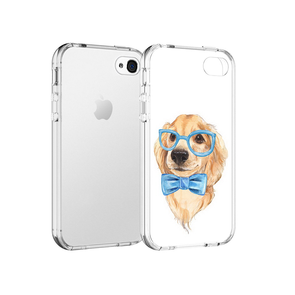 

Чехол MyPads Tocco для Apple iPhone 4 Собака интеллигент, Прозрачный, Tocco