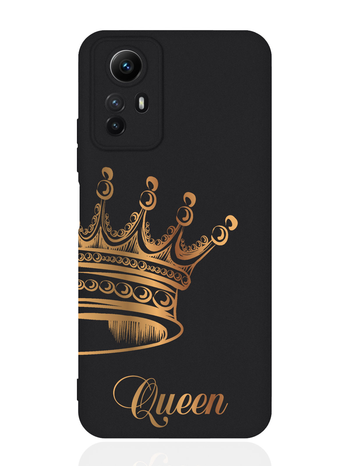 

Чехол для смартфона Xiaomi Redmi Note 12s черный силиконовый Парный чехол корона Queen, Разноцветный