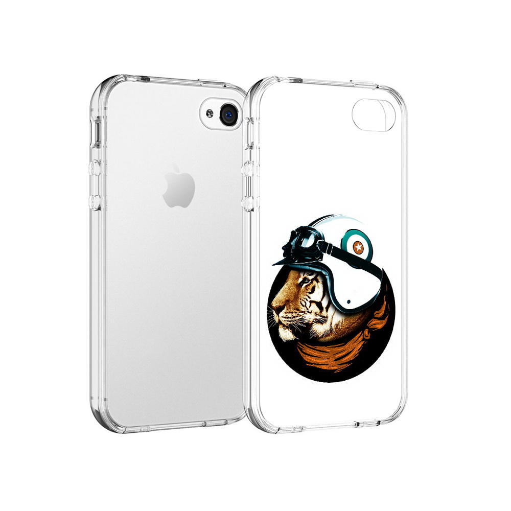 

Чехол MyPads Tocco для Apple iPhone 4 Тигр в шлеме, Прозрачный, Tocco