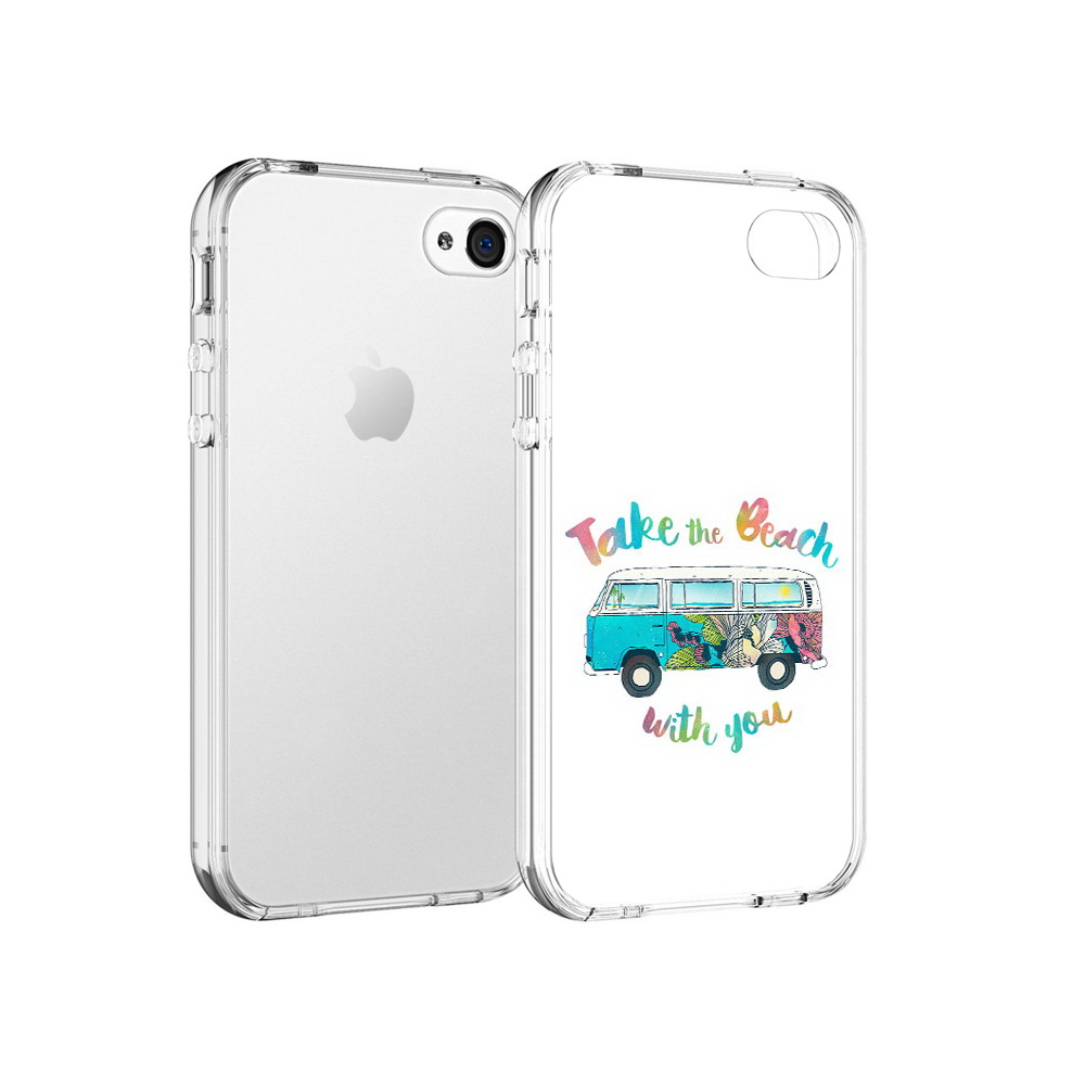 

Чехол MyPads Tocco для Apple iPhone 4 Хиппи автобус, Прозрачный, Tocco