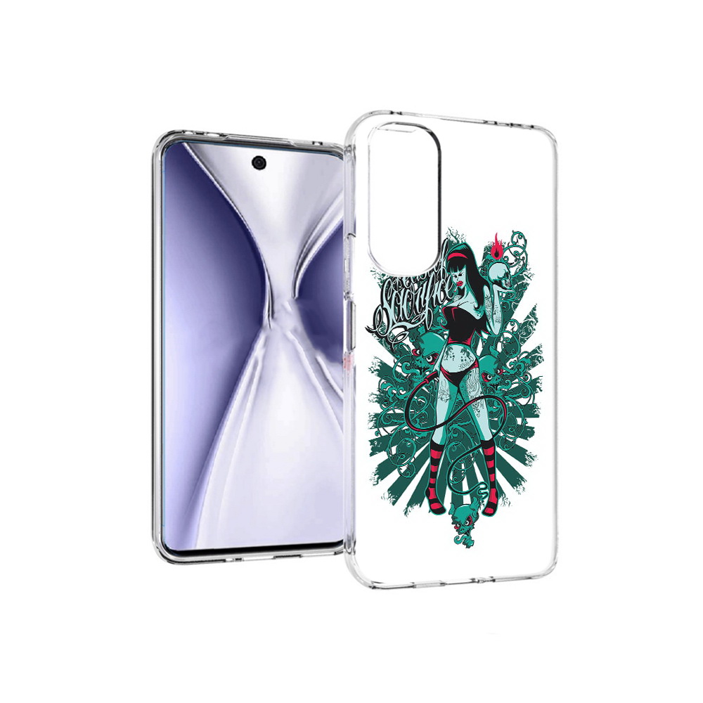 Чехол MyPads Tocco для Huawei Honor X20 нарисованная девушка в татуировках