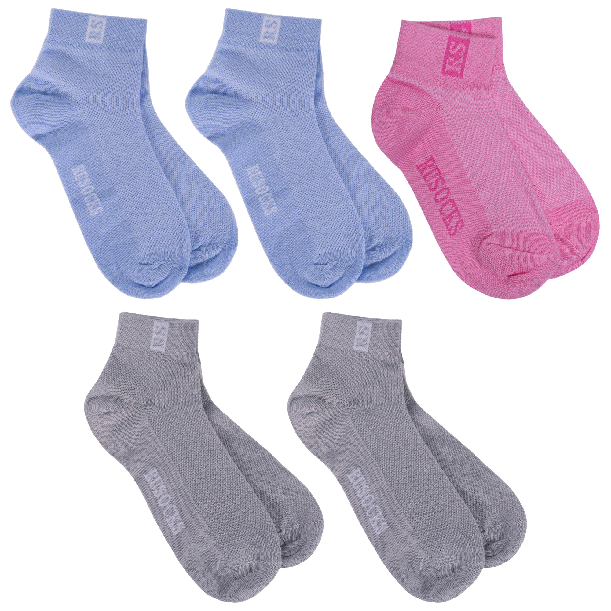 Носки детские Rusocks 5-Д-36, голубой; розовый; серый, 10-12