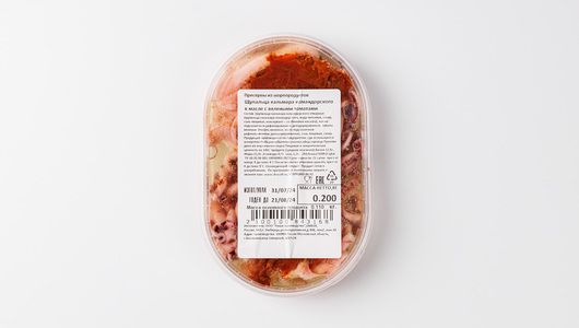 

Щупальца кальмара командорского ВкусВилл в масле с вялеными томатами 200 г