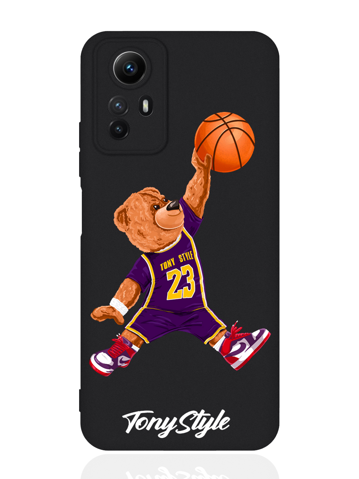 

Чехол для смартфона Xiaomi Redmi Note 12s черный силиконовый Tony баскетболист с мячом, Серый;черный