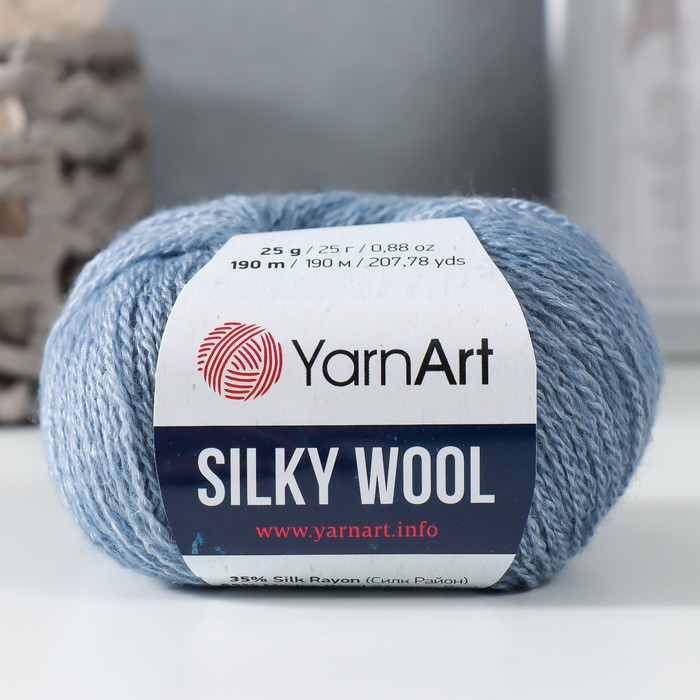 

Пряжа "Silky Wool" 35% силк район, 65% мерино. вул 190м/25г (331 джинсовый), Пряжа для вязания "Silky Wool"