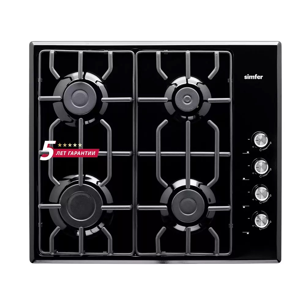 

Встраиваемая газовая панель Simfer H60Q40B511 Black, H60Q40B511