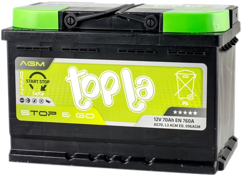 

Аккумулятор автомобильный TOPLA AGM STOP&GO 70 Ач обратная полярность, AGM STOP&GO 70.0