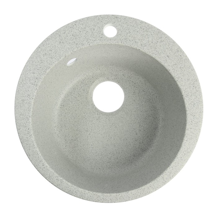 фото Мойка для кухни из камня zein 30/q10, d = 475 мм, круглая, перелив, цвет светло-серый