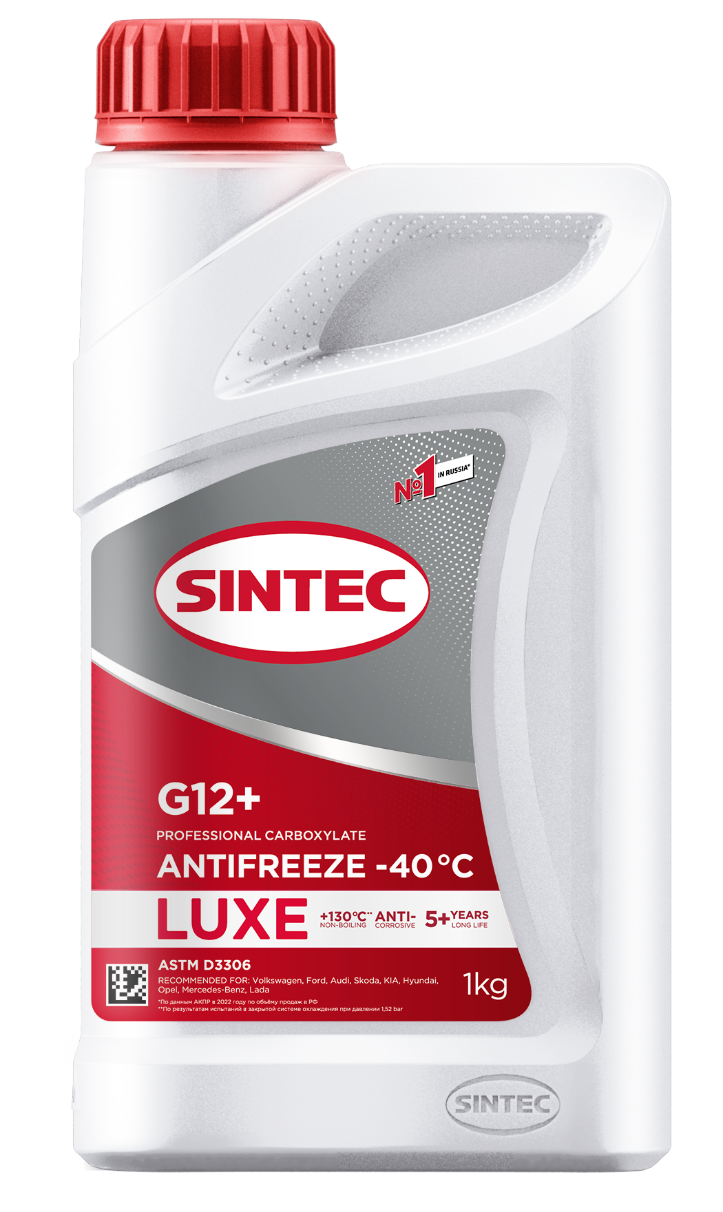 Антифриз Sintec Luxe G12+ -40 карбоксилатный, красный 1 кг