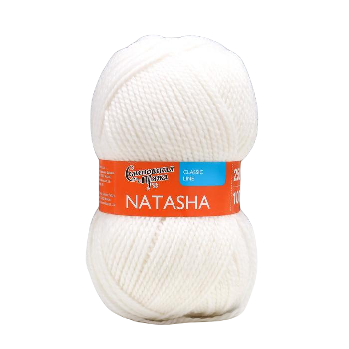 

Пряжа Natasha (НаташаПШ) 50% шерсть, 50% акрил 250м/100гр (964 ультрабелый), Белый, Пряжа для вязания "Наташа полушерсть"