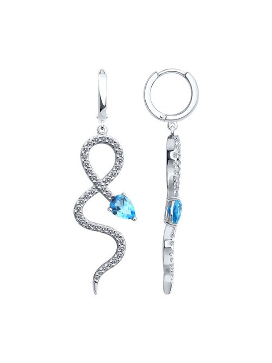

Серьги из серебра TEO MAORI 892022887, топаз/фианит, 892022887