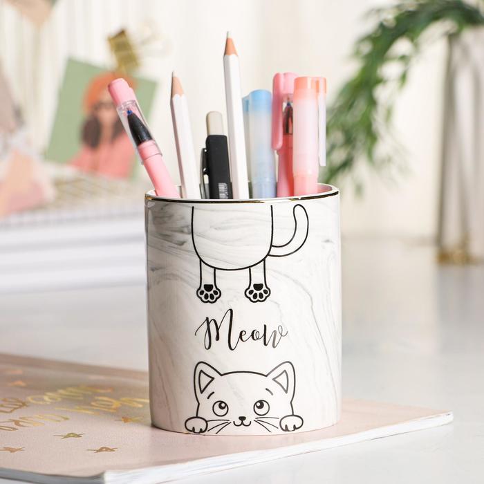 

Керамический органайзер Meow, серый, 8 х 9,5 см