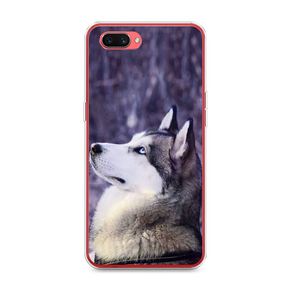 

Чехол для Oppo A3s "Хаски 1", Фиолетовый;белый, 250650-1