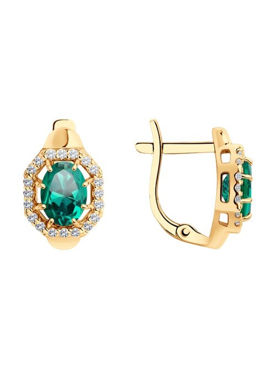 

Серьги из серебра TEO MAORI 882020009, изумруд искусственный/фианит, 882020009