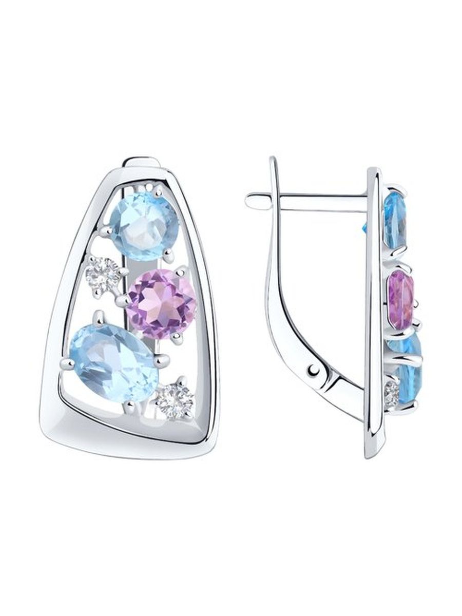 

Серьги из серебра TEO MAORI 894-320-00660-2, аметист/топаз/фианит, 894-320-00660-2