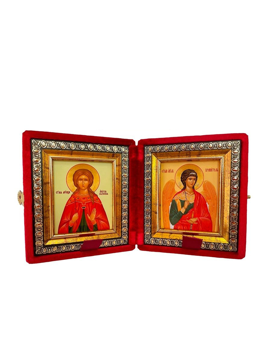 Икона Складень Анисия Солунская (Фессалоникийская), Мученица и Ангел Хранитель