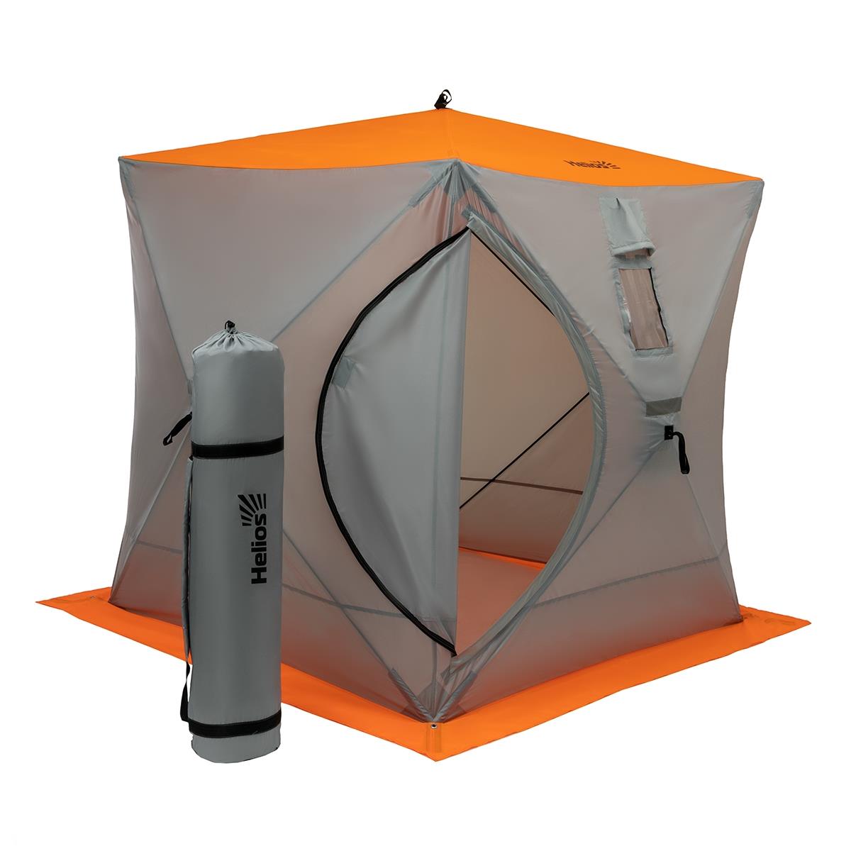 Зимняя палатка для рыбалки Helios Куб оранжевая, 1,8х1,8х2 м.