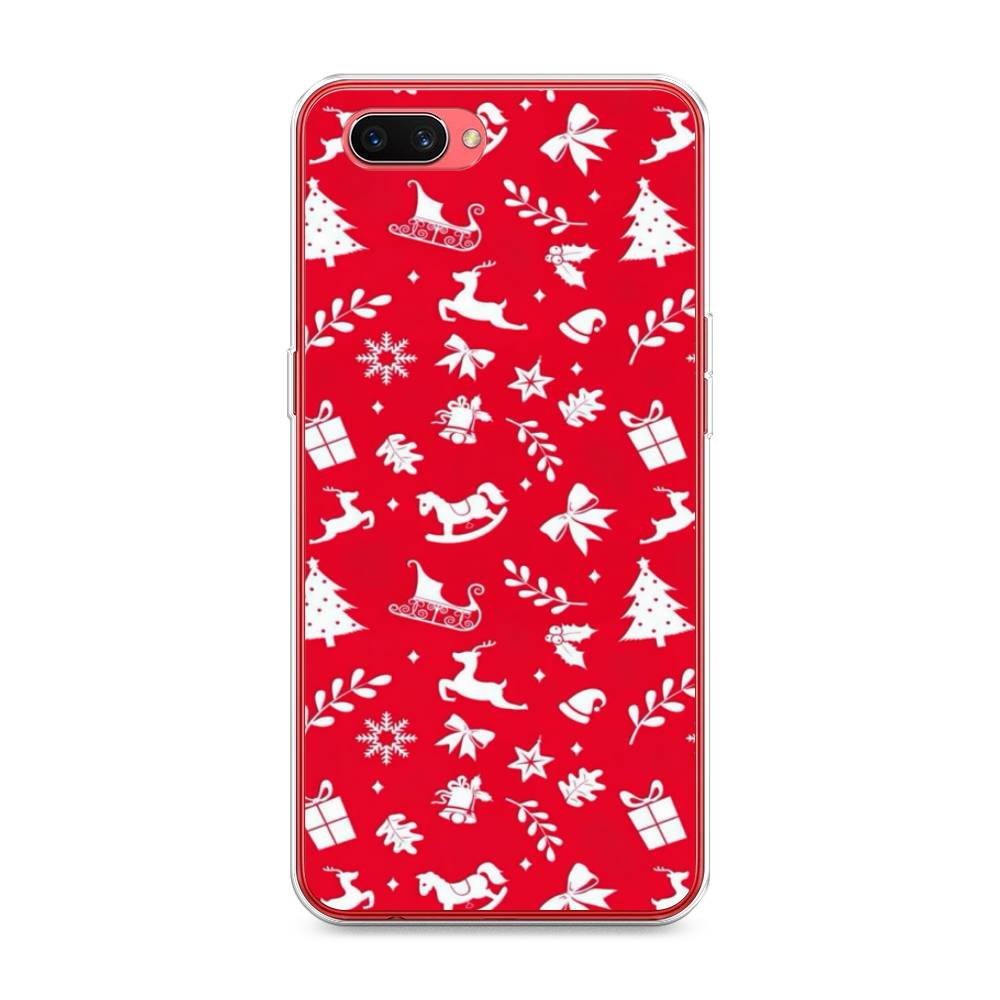 

Чехол для Oppo A3s "Красный новогодний фон", Красный;белый, 250650-5