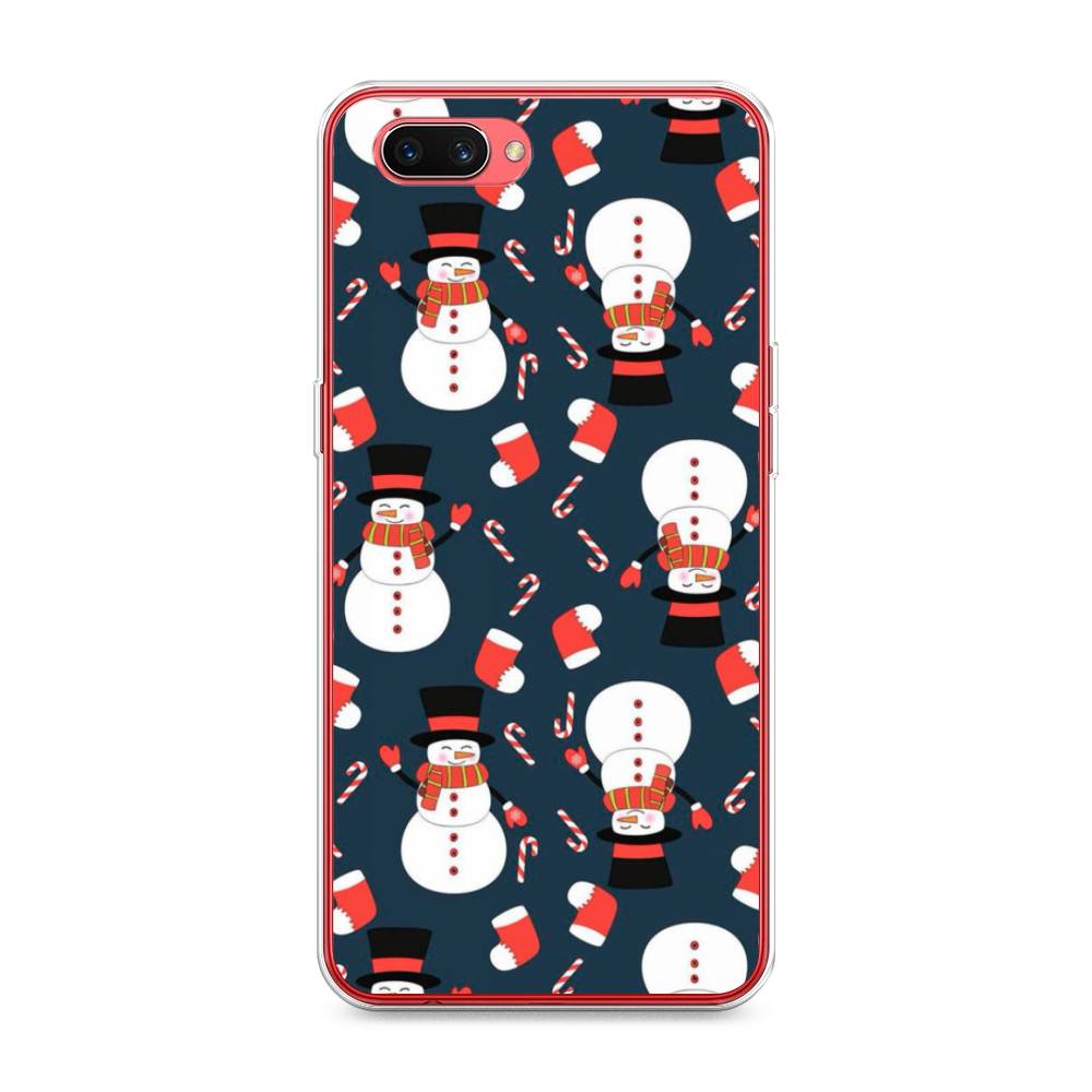 

Чехол для Oppo A3s "Синие снеговики", Синий;белый;красный, 250650-5