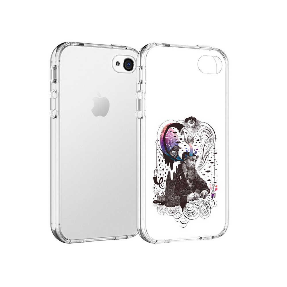 

Чехол MyPads Tocco для Apple iPhone 4 абстракция думающий мужчина, Прозрачный, Tocco