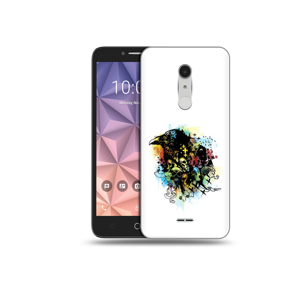 

Чехол MyPads Tocco для Alcatel A3 XL ворон и черепа, Прозрачный, Tocco