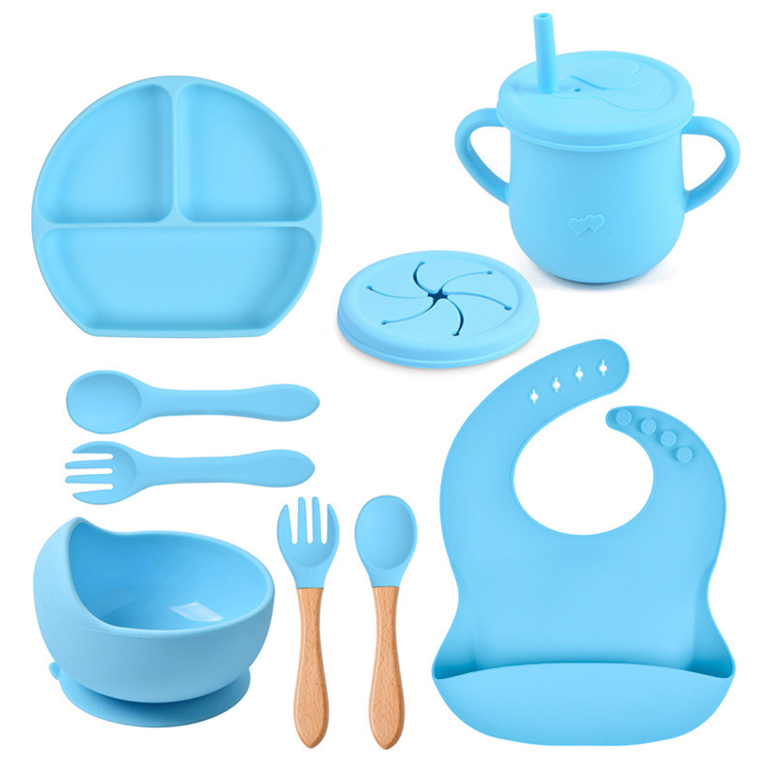 фото Набор детской силиконовой посуды dd&siliconeset set белочка, тарелка на присоске, 690ddsg2