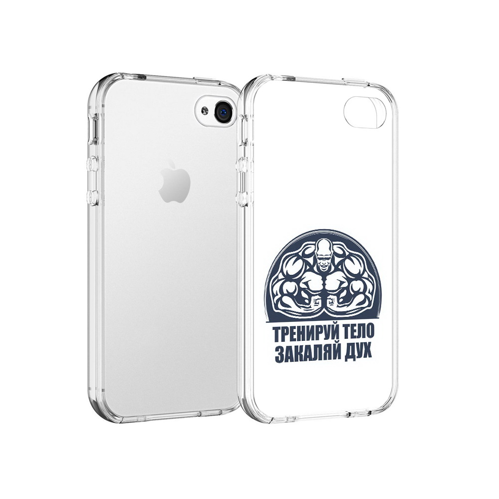 

Чехол MyPads Tocco для Apple iPhone 4 бодибилдинг закаляй дух, Прозрачный, Tocco