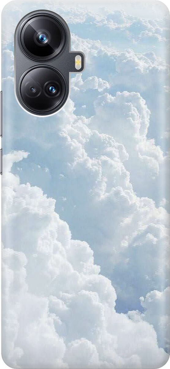 

Силиконовый чехол на Realme 10 Pro+ с принтом "Кучевые облака", Белый;голубой, 158636