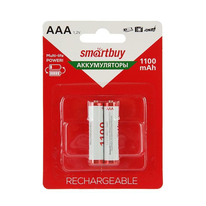 Smartbuy Аккумулятор Smartbuy, Ni-Mh, AAA, HR03-2BL, 1.2В, 1100 мАч, блистер, 2 шт.