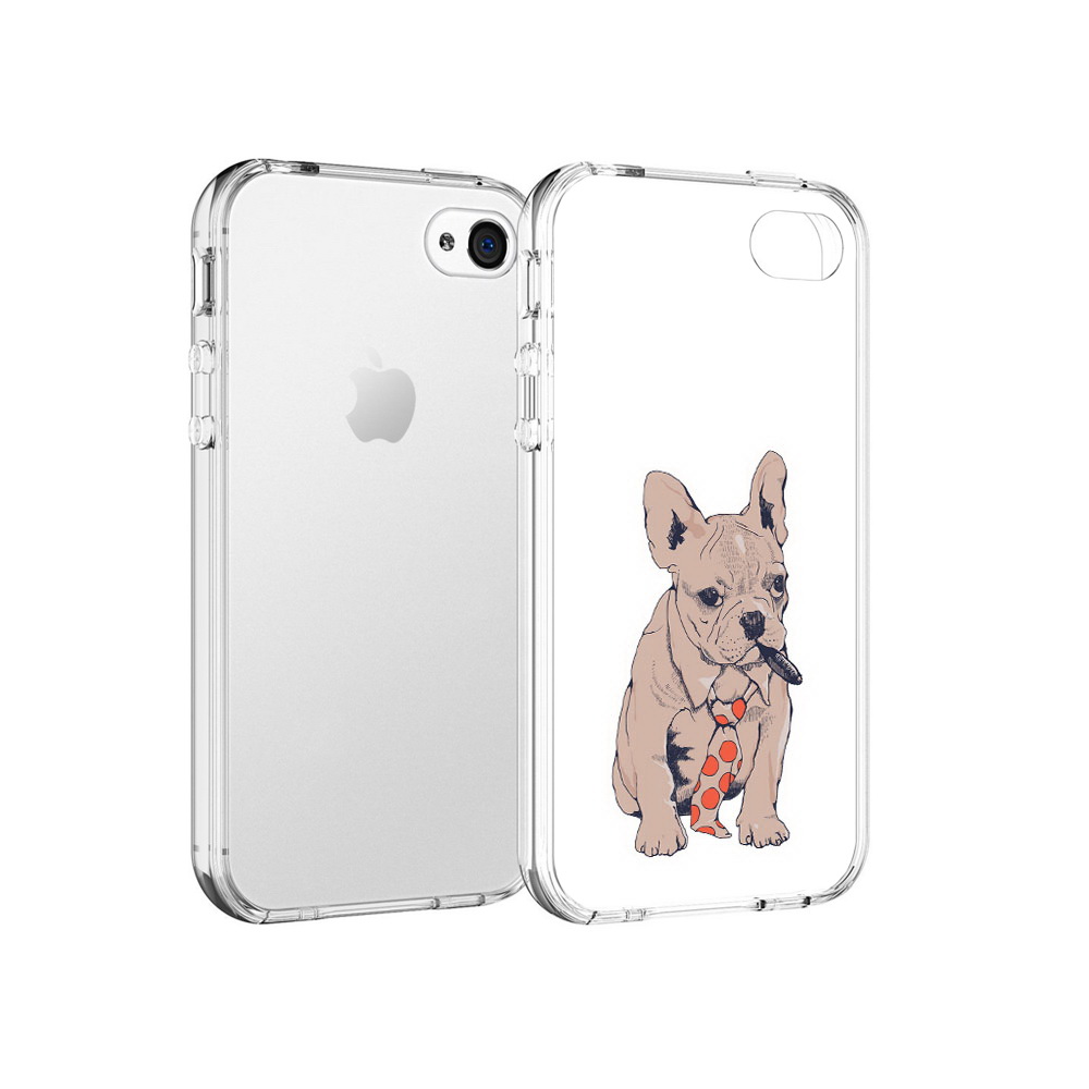 

Чехол MyPads Tocco для Apple iPhone 4 бульдог с сигарой, Прозрачный, Tocco