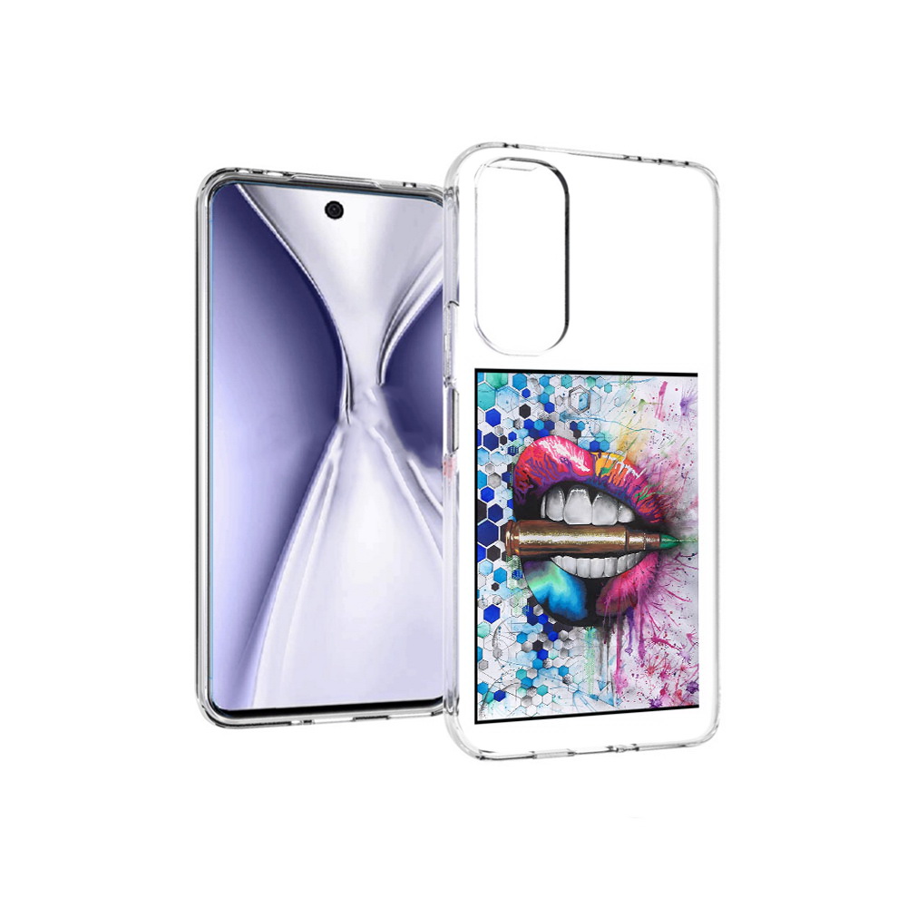 

Чехол MyPads Tocco для Huawei Honor X20 разноцветные губы с пулей, Прозрачный, Tocco