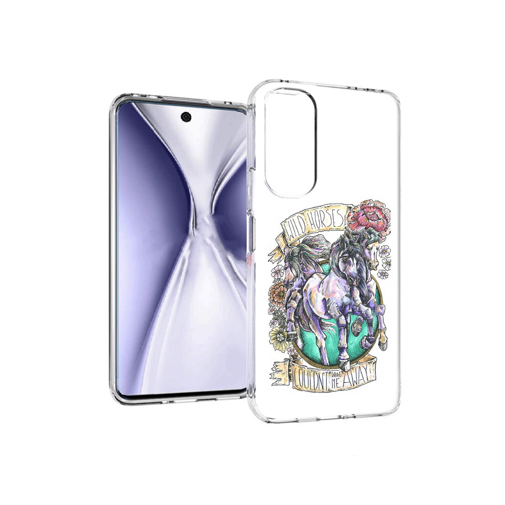 

Чехол MyPads Tocco для Huawei Honor X20 рисунок коней в цветах, Прозрачный, Tocco