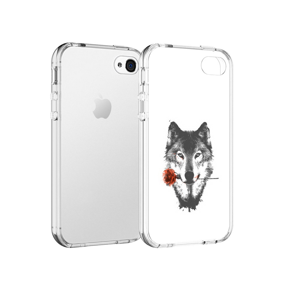 

Чехол MyPads Tocco для Apple iPhone 4 волк с розой, Прозрачный, Tocco