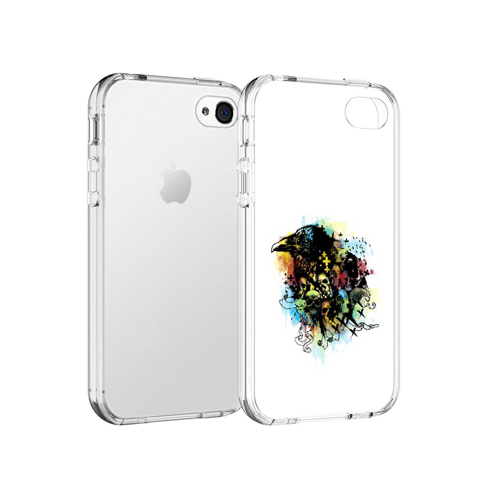 

Чехол MyPads Tocco для Apple iPhone 4 ворон и черепа, Прозрачный, Tocco