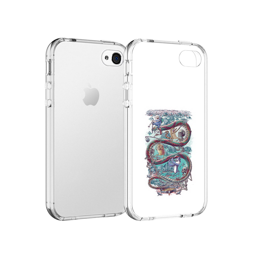 

Чехол MyPads Tocco для Apple iPhone 4 время приключений страшилка, Прозрачный, Tocco