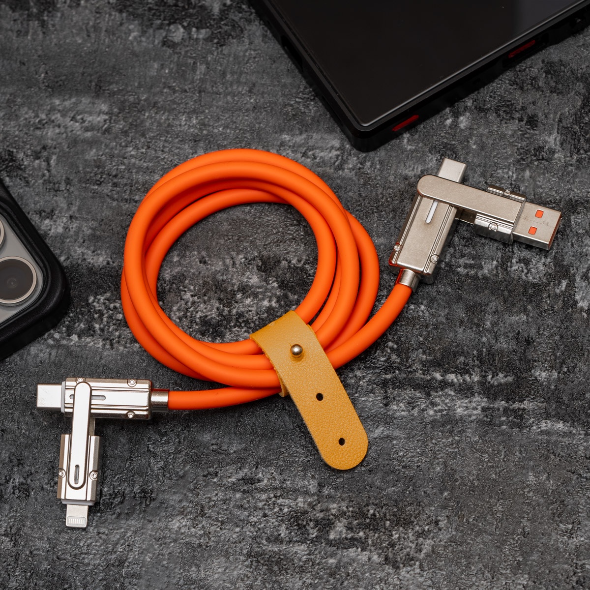 

Кабель Lightning, USB, USB Type-C-USB Type-C Qvatra универсальный 1м оранжевый, универсальный USB, Type-C, Lightning, 1 метр, оранжевый