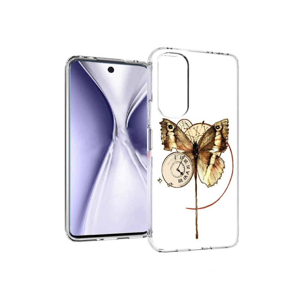 Чехол MyPads Tocco для Huawei Honor X20 старинные часы с бабочкой