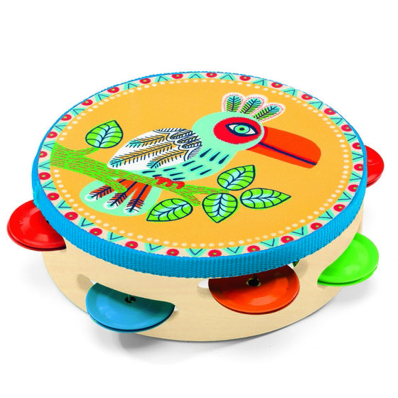 Тамбурин Djeco, цветной набор для творчества алмазная мозаика весенний попугайчик 30х40 см