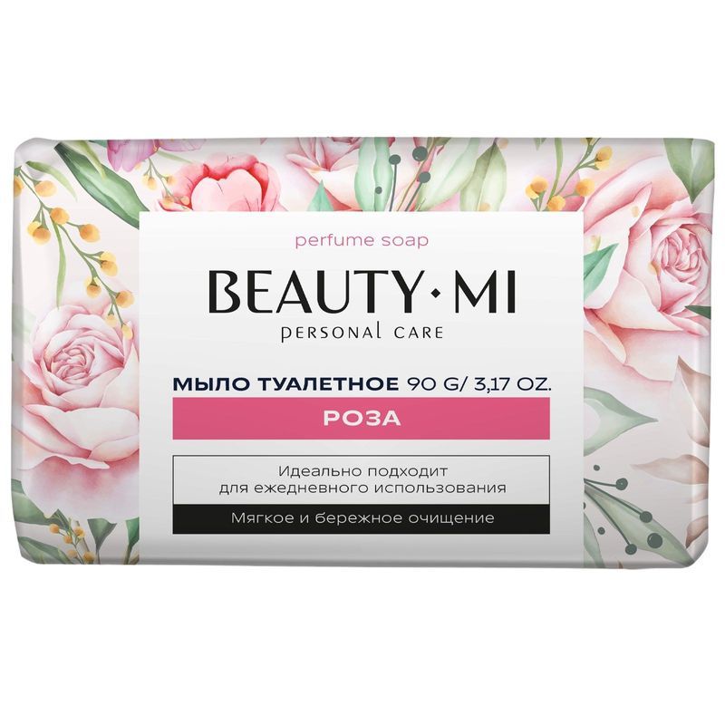 

Туалетное мыло твердое Beautymi Роза экстра 90 г