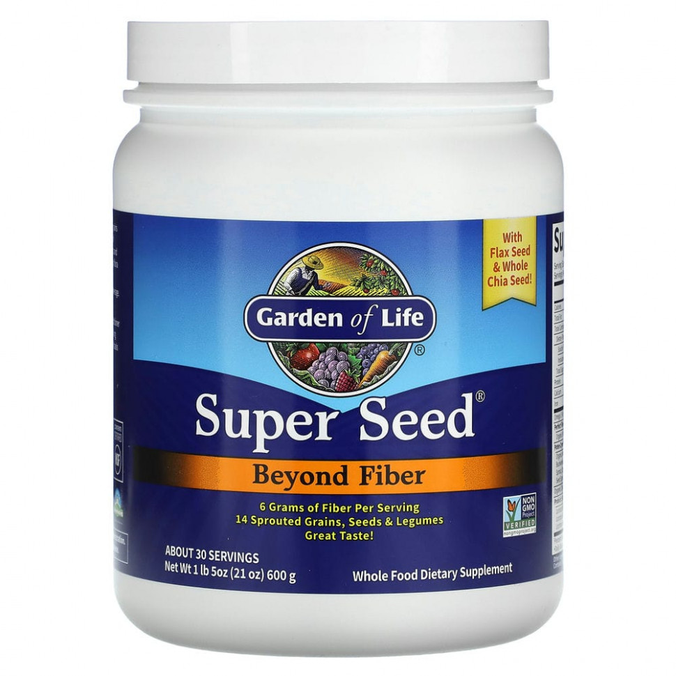

Клетчатка, Garden of Life, Super Seed, порошок, 600 г