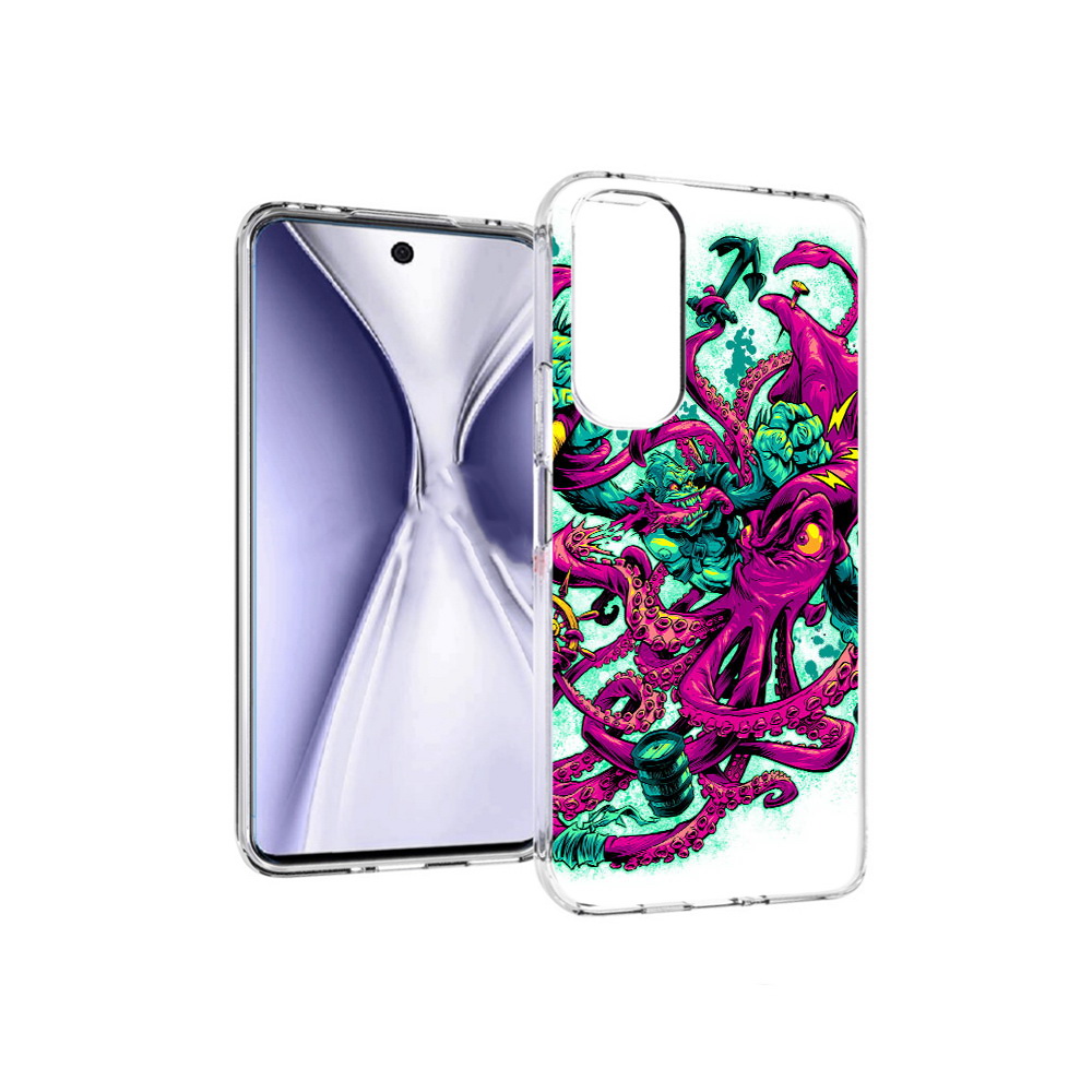 

Чехол MyPads Tocco для Huawei Honor X20 фиолетовый кракен, Прозрачный, Tocco