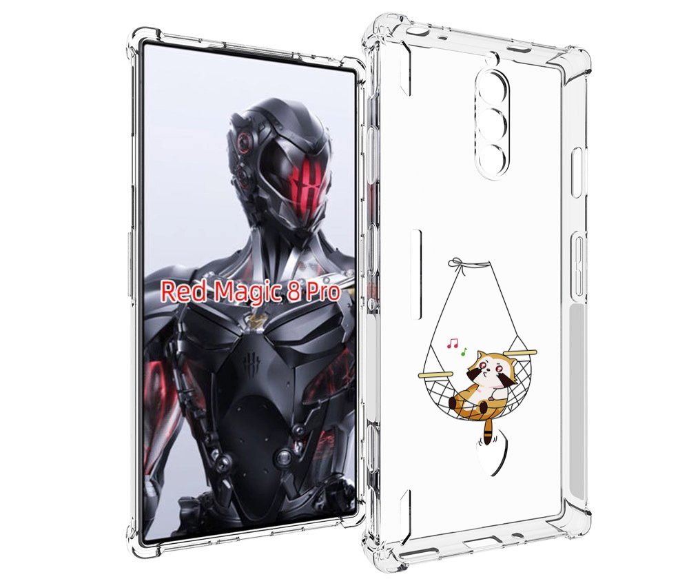 Чехол MyPads енот-на-гамаке для ZTE Nubia Red Magic 8 Pro / Red Magic 8 Pro Plus