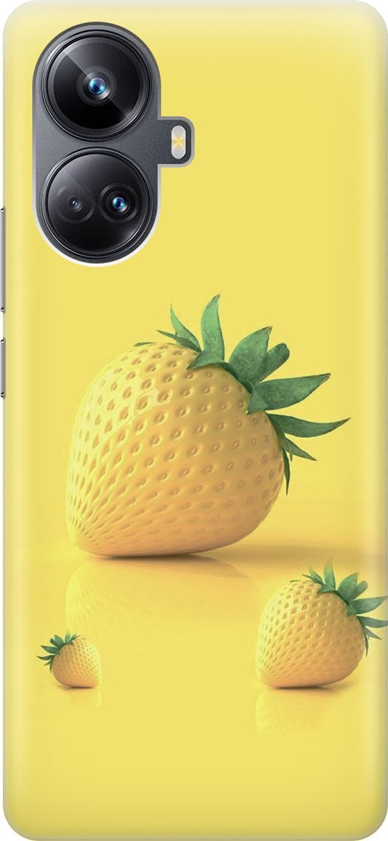 

Силиконовый чехол на Realme 10 Pro+ с принтом "Желтая клубника", Черный, 158637