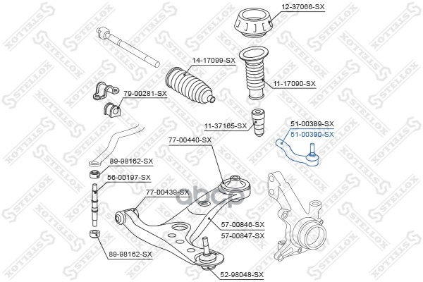 

51-00390-Sx_Наконечник Рулевой Правый Toyota Aygo Kgb10/Wnb10 05>