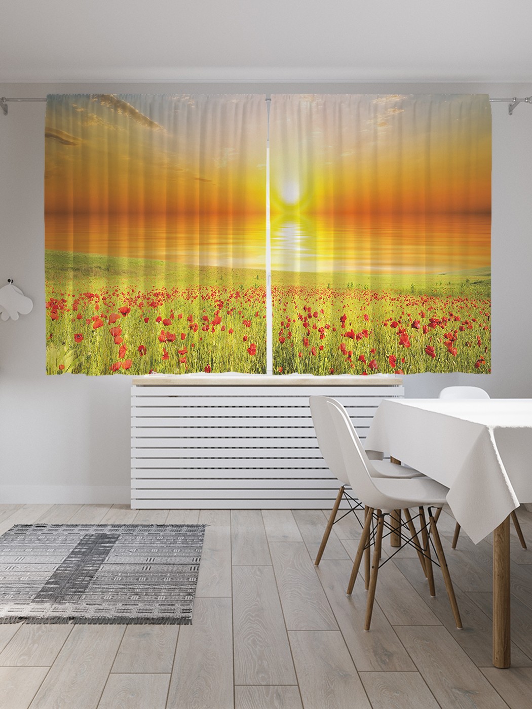 

Классические шторы JoyArty "Маковое поле в закате", Oxford DeLux, 2 полотна 145x180 см, Маковое поле в закате