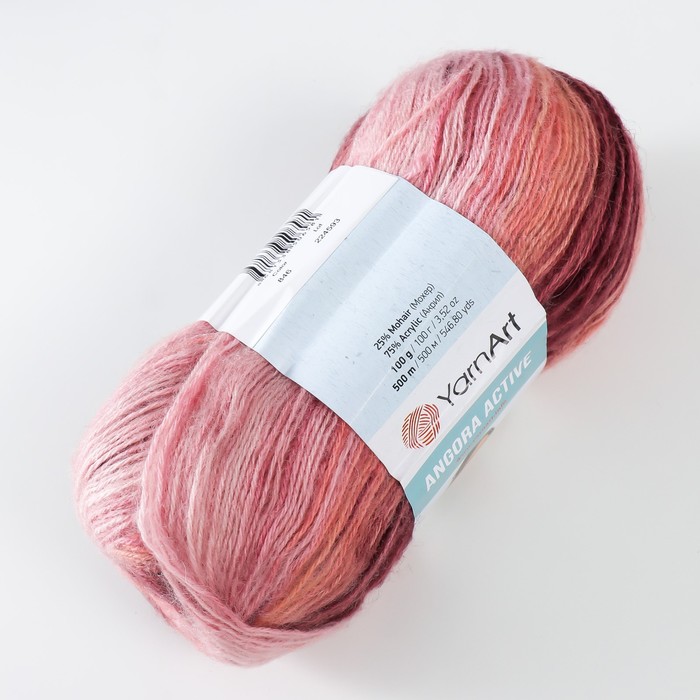 

Пряжа "Angora Active" 25% мохер, 75% акрил 500м/100гр (846 персик-роз-бордо), Розовый, Пряжа для вязания "Angora Active"