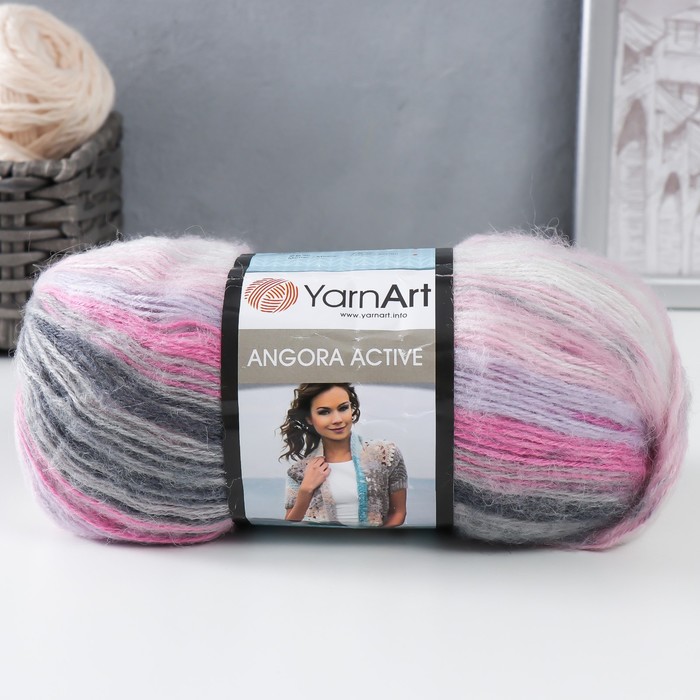 

Пряжа "Angora Active" 25% мохер, 75% акрил 500м/100гр (848 персик-роз-сирень), Фиолетовый, Пряжа для вязания "Angora Active"