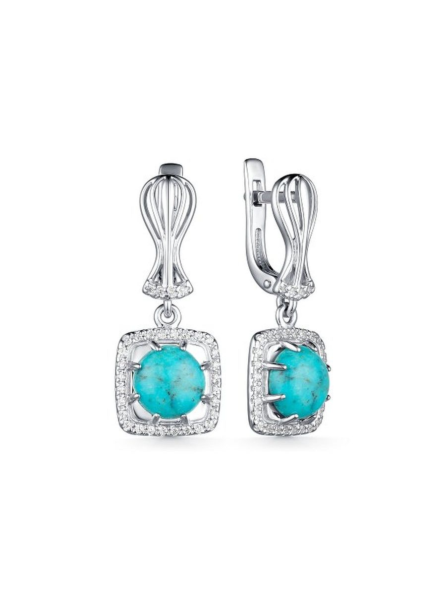 

Серьги из серебра TEO MAORI 8С-3917рк43800, бирюза/фианит, 8С-3917рк43800