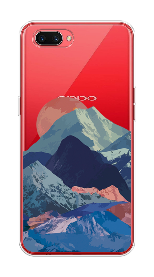

Чехол на Oppo A3s "Закат в снежных горах", Красный;серый;голубой, 250650-2